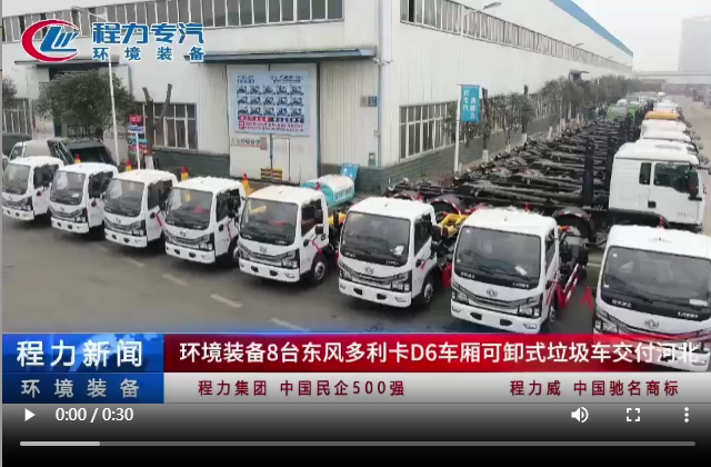 環(huán)境裝備8臺(tái)東風(fēng)多利卡D6車廂可卸式垃圾車交付河北